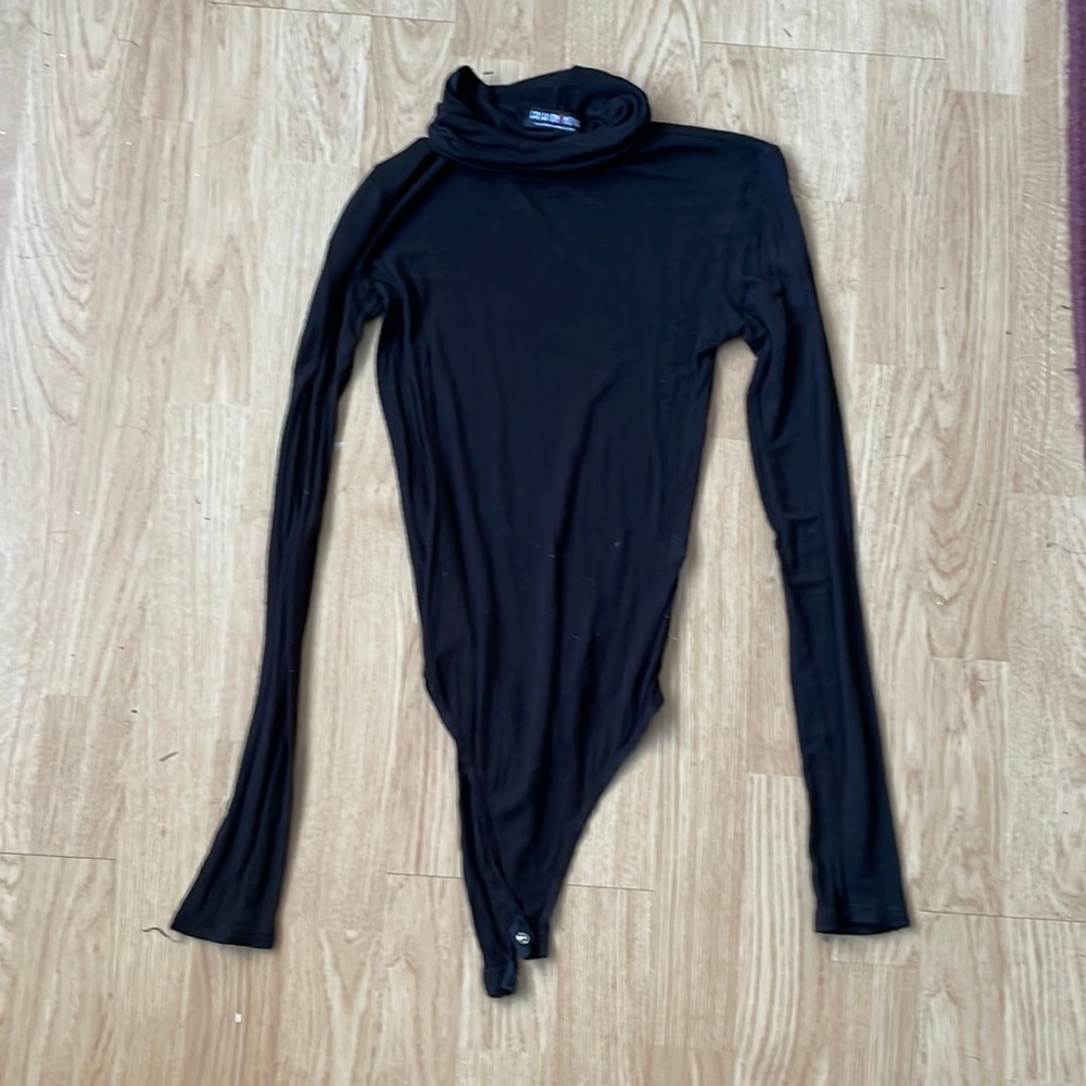 Black turtle neck bodysuit